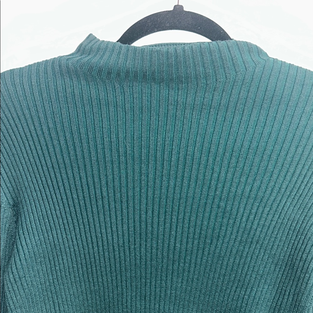 Cable & Gauge Womens y2k Teal Ribbed Knit Top With Button Cuffs size Medium - Picture 6 of 6